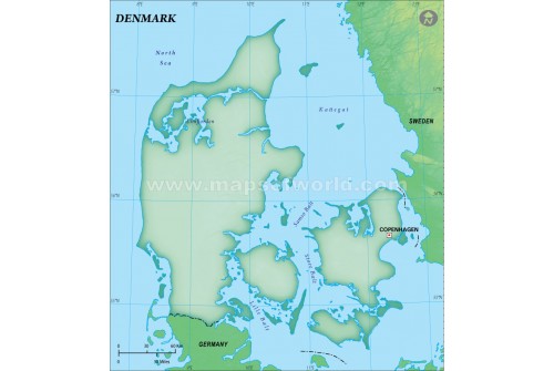 Denmark Blank Map in Dark Green Background