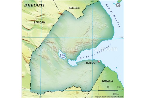 Djibouti Blank Map in Dark Green Background