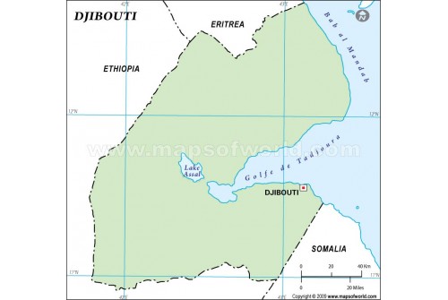 Djibouti Outline Map in Green Color