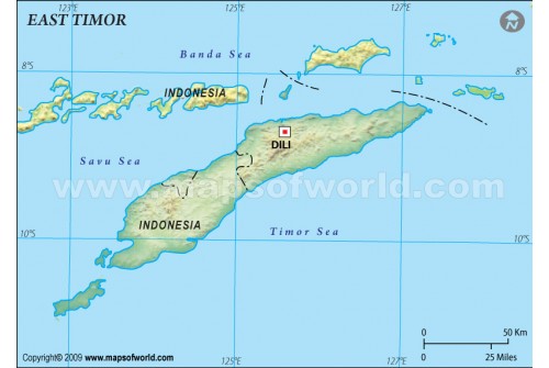 East Timor Blank Map, Dark Green 