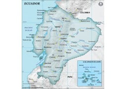 Ecuador Physical Map, Gray - Digital File