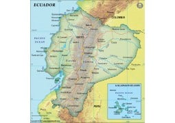 Ecuador Political Map, Dark Green  - Digital File