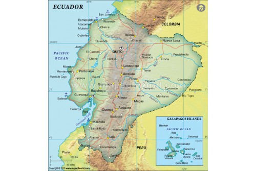 Ecuador Political Map, Dark Green 