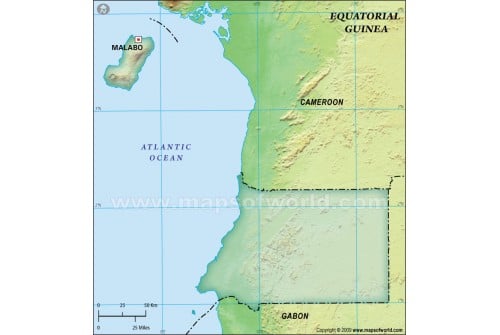 Equatorial Guinea Blank Map, Dark Green 