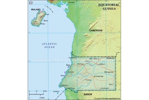 Equatorial Guinea Political Map, Dark Green 