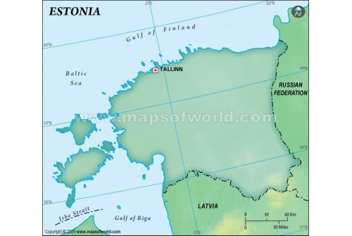 Estonia Blank Map, Dark Green 