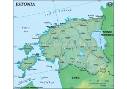 Estonia Political Map, Dark Green  - Digital File