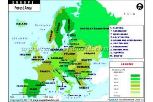 Europe Continent Forest Map