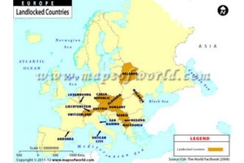 Europe Landlocked Countries Map