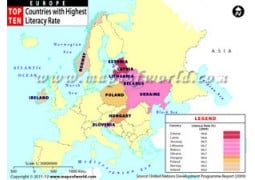 Europe Top Ten Countries With Highest Literacy Rate Map - Digital File