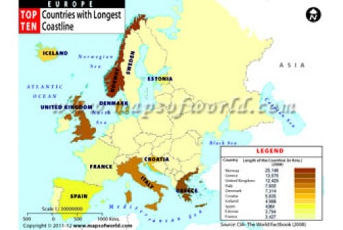 Europe Top Ten Countries With Longest Coastline