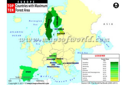 Europe Top Ten Countries With Maximum Forest Area