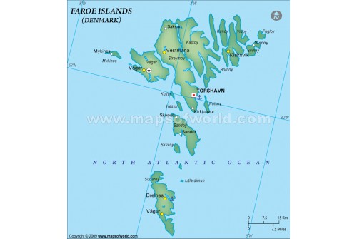 Faroe Islands Political Map, Dark Green 