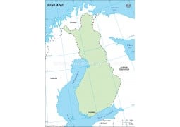 Finland Outline Map, Green  - Digital File