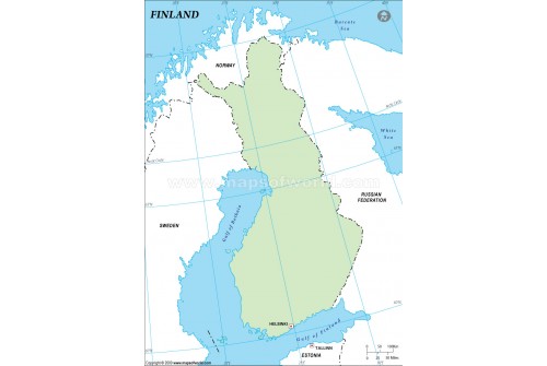 Finland Outline Map, Green 
