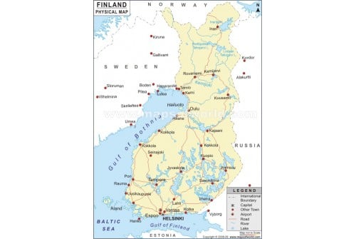 Finland Physical Map 