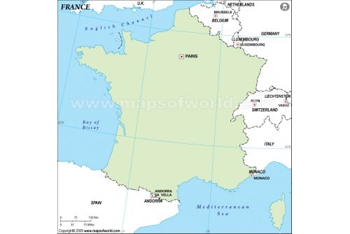 France Outline Map in Green Background