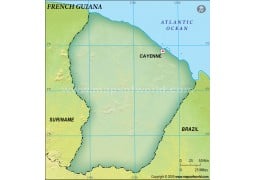 French Guiana Blank Map, Dark Green  - Digital File
