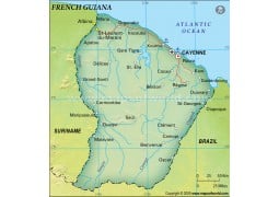French Guiana Political Map, Dark Green  - Digital File