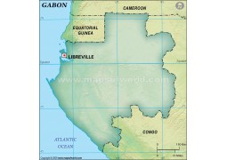 Gabon Blank Map, Dark Green  - Digital File