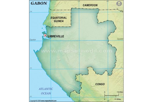 Gabon Blank Map, Dark Green 