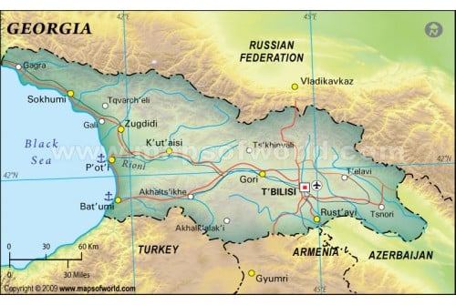 Georgia Political Map, Dark Green 