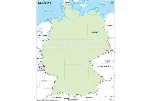 Germany Outline Map, Green 