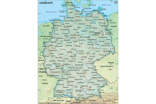 Germany Political Map, Dark Green 