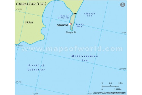 Gibraltar Blank Map in Dark Green Background