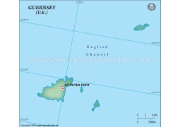 Guernsey Blank Map in Dark Green Color - Digital File