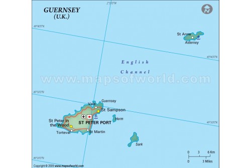 Guernsey Political Map in Dark Green Background