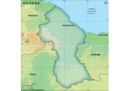 Guyana Blank Map, Dark Green  - Digital File