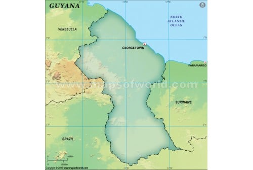 Guyana Blank Map, Dark Green 