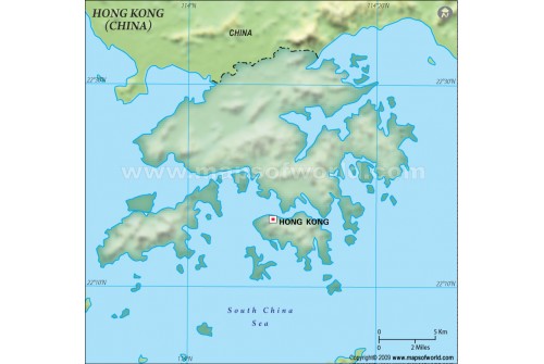 Hong Kong Blank Map in Dark Green Background