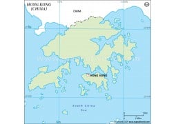 Hong Kong Outline Map in Green Color - Digital File