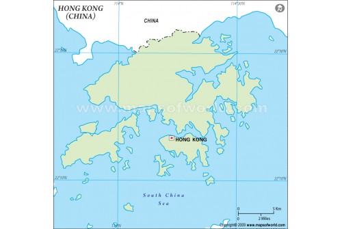Hong Kong Outline Map in Green Color