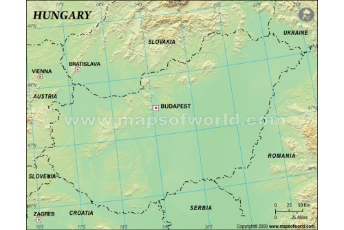 Hungary Blank Map in Green Background