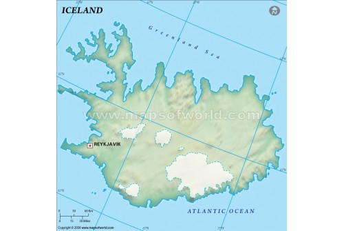 Iceland Blank Map, Dark Green 