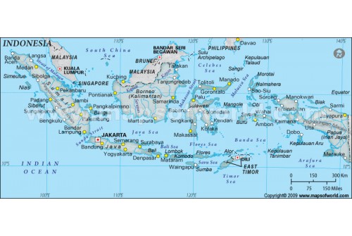 Indonesia Physical Map with Cities in Gray Background