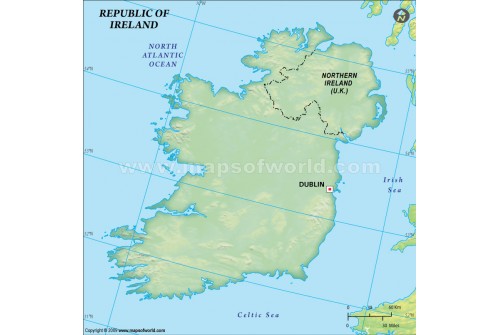 Ireland Blank Map in Dark Green Background