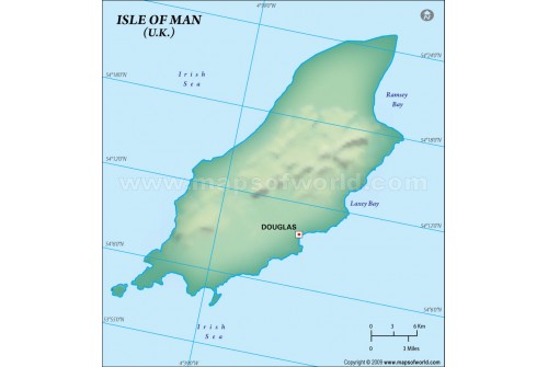 Isle of Man (Mann) Blank Map, Dark Green