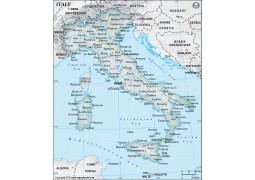 Italy Physical Map, Dark Green  - Digital File