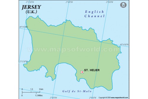 Jersey Outline Map in Green Color