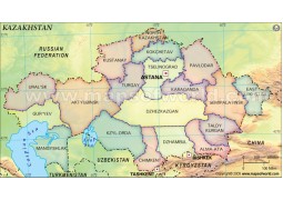 Kazakhstan Map with States - Digital File