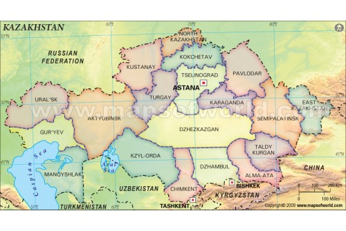 Kazakhstan Map with States
