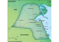 Kuwait Political Map, Dark Green - Digital File