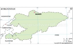 Kyrgyzstan Outline Map in Green Color - Digital File