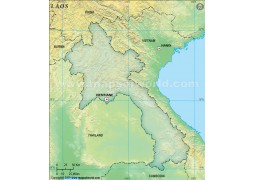 Laos Blank Dark Green Map - Digital File