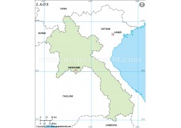 Laos Outline Map in Green Color - Digital File