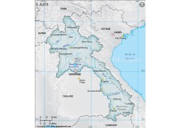 Laos Physical Map, Gray - Digital File